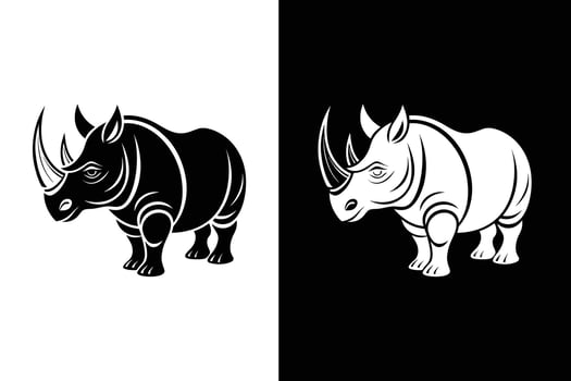 rhino icon minimal silhouette style design illustration vector