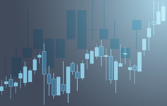 illustration depicts a business trading chart with candlestick patterns highlighting financial trends and market fluctuations against a professional background vector