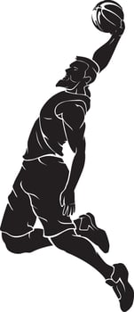 Basketball Player Dunk, Mid Air Silhouette vector