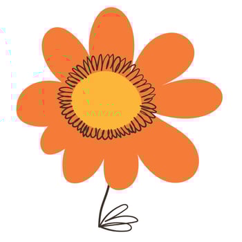 Flower with Simple Brush Line Decorations. Summer plant with cute line sketches of branches isolated on white background. Nature herb perfect for invitations, cards, posters, holidays vector