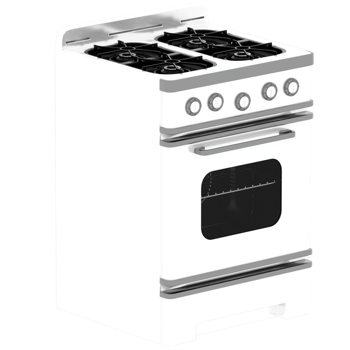 3d render white vintage gas oven with transparent background png