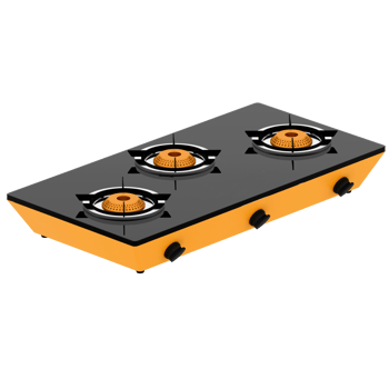 3d render orange gas stove with transparent background png