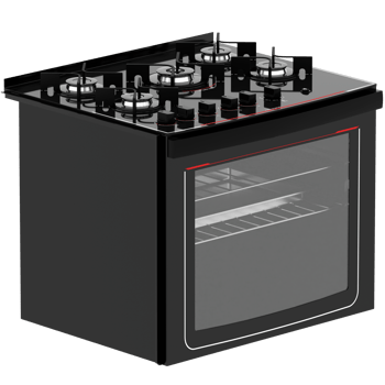 3d render five burner stove oven with transparent background png