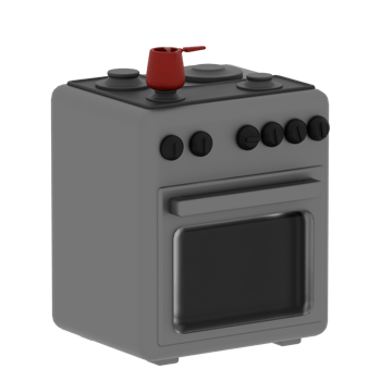 3d render compact stove with transparent background png