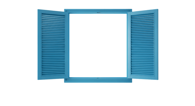 Turquoise Open Window Frame Isolated on Transparent View png