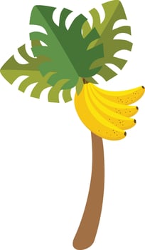 Banana Tree with Ripe Yellow Fruit vector