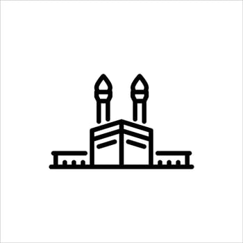 Kaaba mosque outline icon. Kaaba building line illustration vector