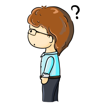 Boy with glasses and questioning side view cartoon illustration png