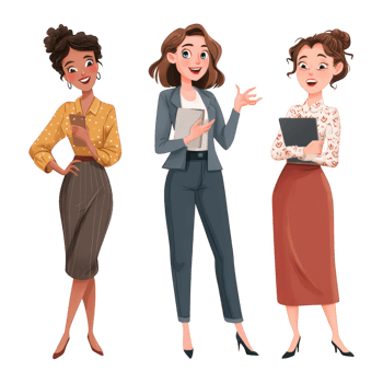 Empowered women in corporate attire showcase teamwork and professionalism png