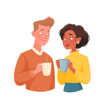 Cozy couple enjoying coffee together in warm atmosphere, sharing moment of connection png