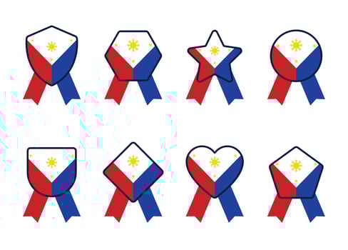 Philippine Flag Badges Collection, Patriotic Icons for Independence Day, National Emblem Clipart for Design and Print vector