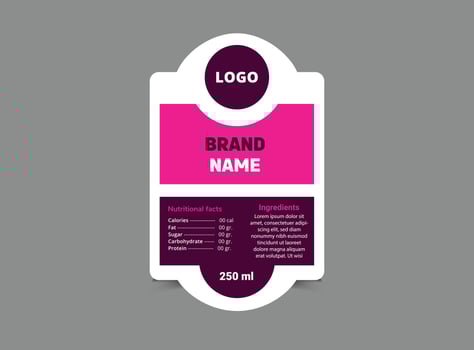 Bottle Label Template Purple Brand Name Packaging Product Illustration vector