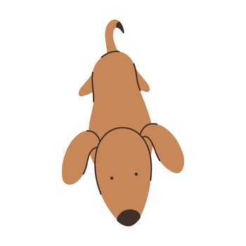 Cute playful brown dog, minimalist cartoon illustration vector