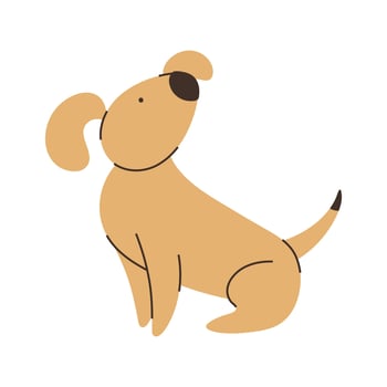 Cute playful golden dog, minimalist cartoon illustration vector