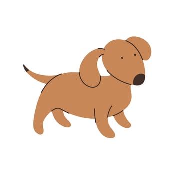Cute playful brown dog, simple cartoon illustration vector