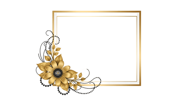 Elegant golden sunflower frame on transparent backdrop png