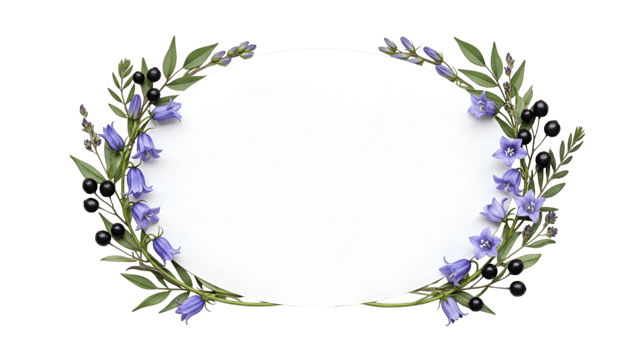 Elegant floral frame with bluebell blooms on transparent background png