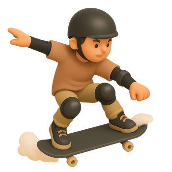 3D Cartoon Skateboarder Doing Trick - Urban Skate Park Adventure png