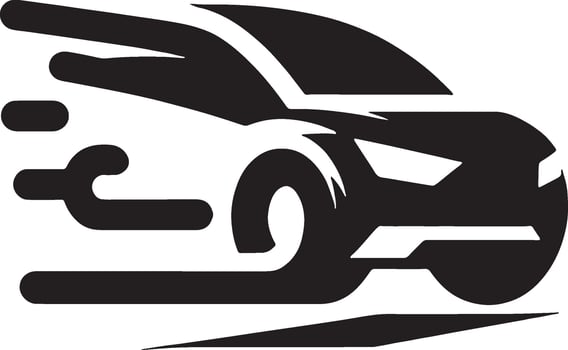 Car icon with speed and smoke trail vector