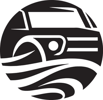 A black and white logo of a car in the water vector