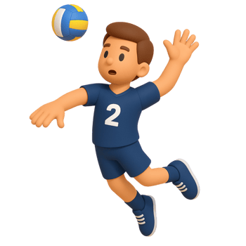 3D Cartoon Volleyball Player Spiking Ball - Mid-Air Action in Game png