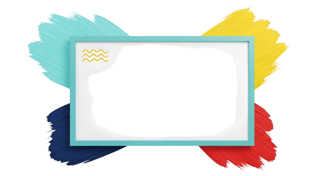 Abstract Brushstroke Frame with Light Blue Rectangle and Waves png