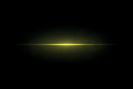 Yellow horizontal light flare in black abstract space vector