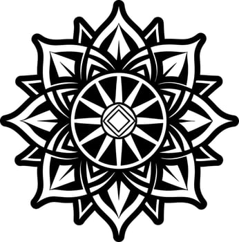Flower tattoo icon in solid style vector