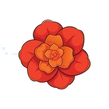 Vibrant red and orange flower illustration on white background vector