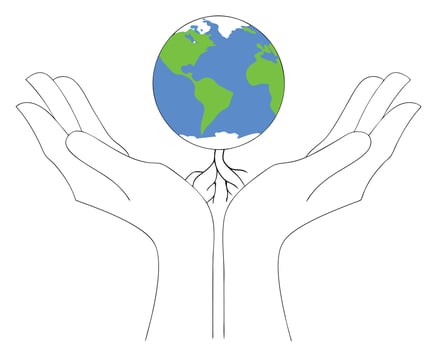 Earth held in hands representing environmental protection and conservation concept illustration vector