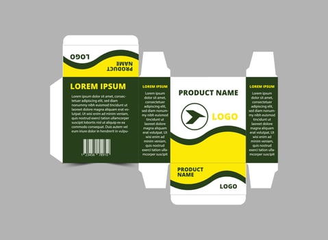 Packaging Design Template Green And Yellow With Logo Brand Name Product Illustration vector
