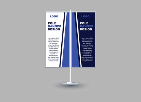 Pole Street Banner Design Template Blue Advertisement Promotion Announcement Modern Illustration vector
