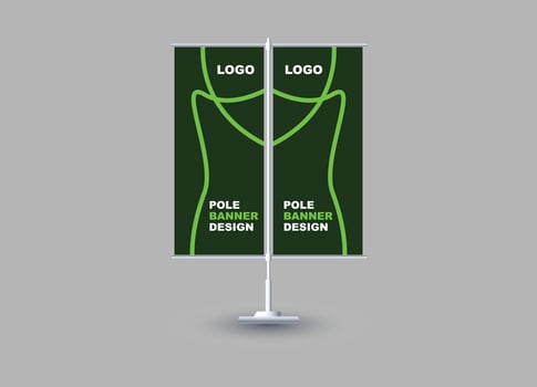 Pole Street Banner Design Template Green Color Advertisement Promotion Announcement Modern Illustration vector