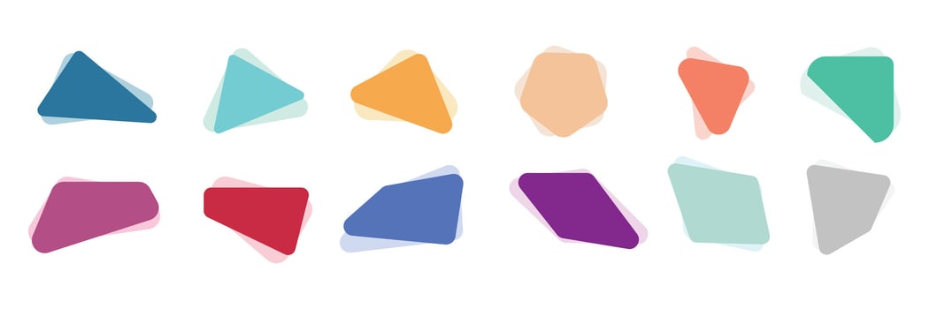 Set of Label Triangle with different colors. Triangle fluid background collection. vector