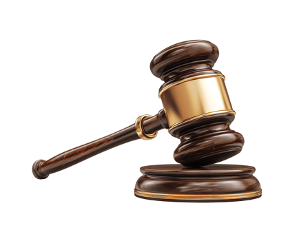 Wooden Judiciary Gavel on Transparent Background png