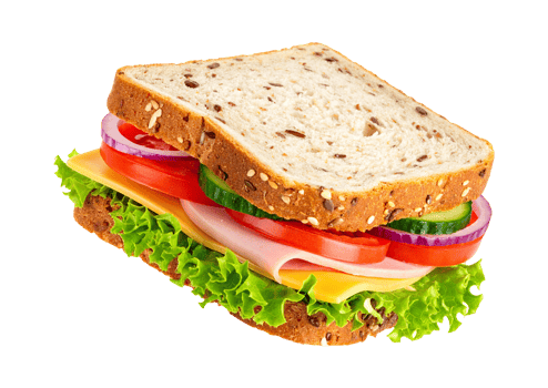 A sandwich with lettuce, tomatoes, and cheese png