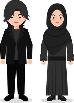 Muslim Couple in Matching Black Clothes vector