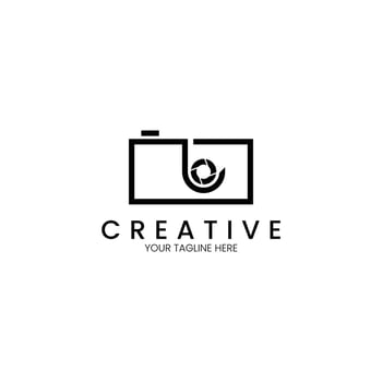 Letter L minimalist monogram camera logo in line style vector