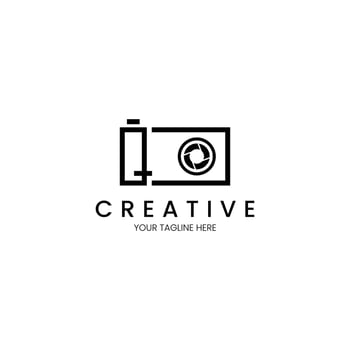 Letter Q minimalist monogram camera logo in line style vector