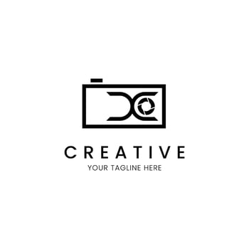 Letter X minimalist camera logo in line style vector