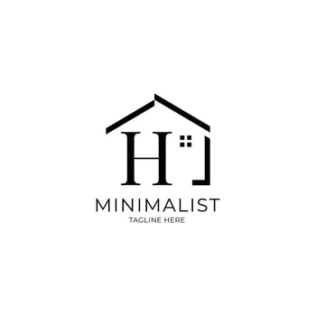 Letter H Minimalist logo with house vector