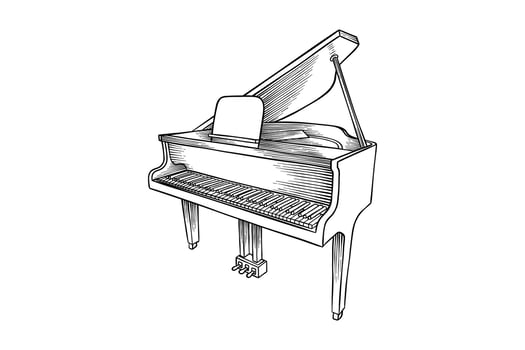 drawing illustration of piano with classic look vector