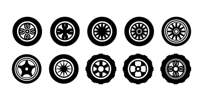car tire icon collection vector