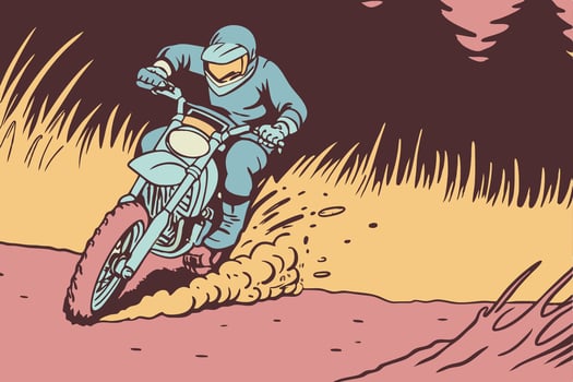 A man riding a dirt bike on a trail vector