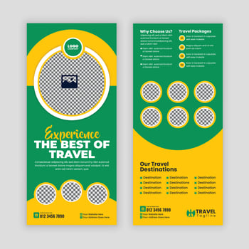 Travel agency services promotion dl flyer or rack card design template vector