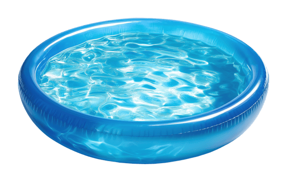 Clear blue water in round inflatable swimming pool isolated on transparent background png