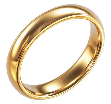 Elegant shiny gold wedding band isolated on transparent background png