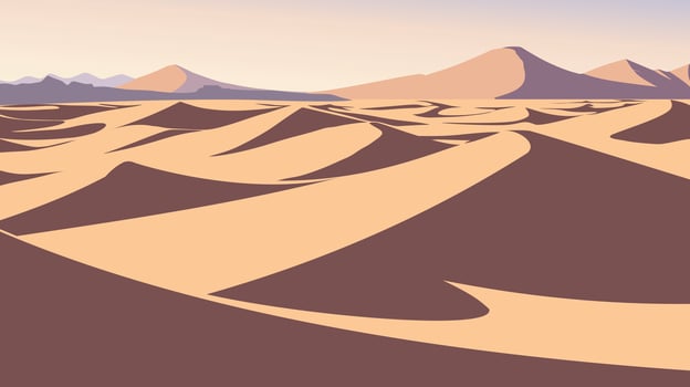 Minimalist Desert Scenery Featuring Sand Dunes, background illustration with nature concept vector