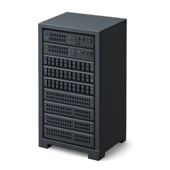 3D Rack Server Model for Data Management and Storage Solutions png