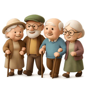 Joyful Elderly Friends Taking a Leisurely Stroll Together png